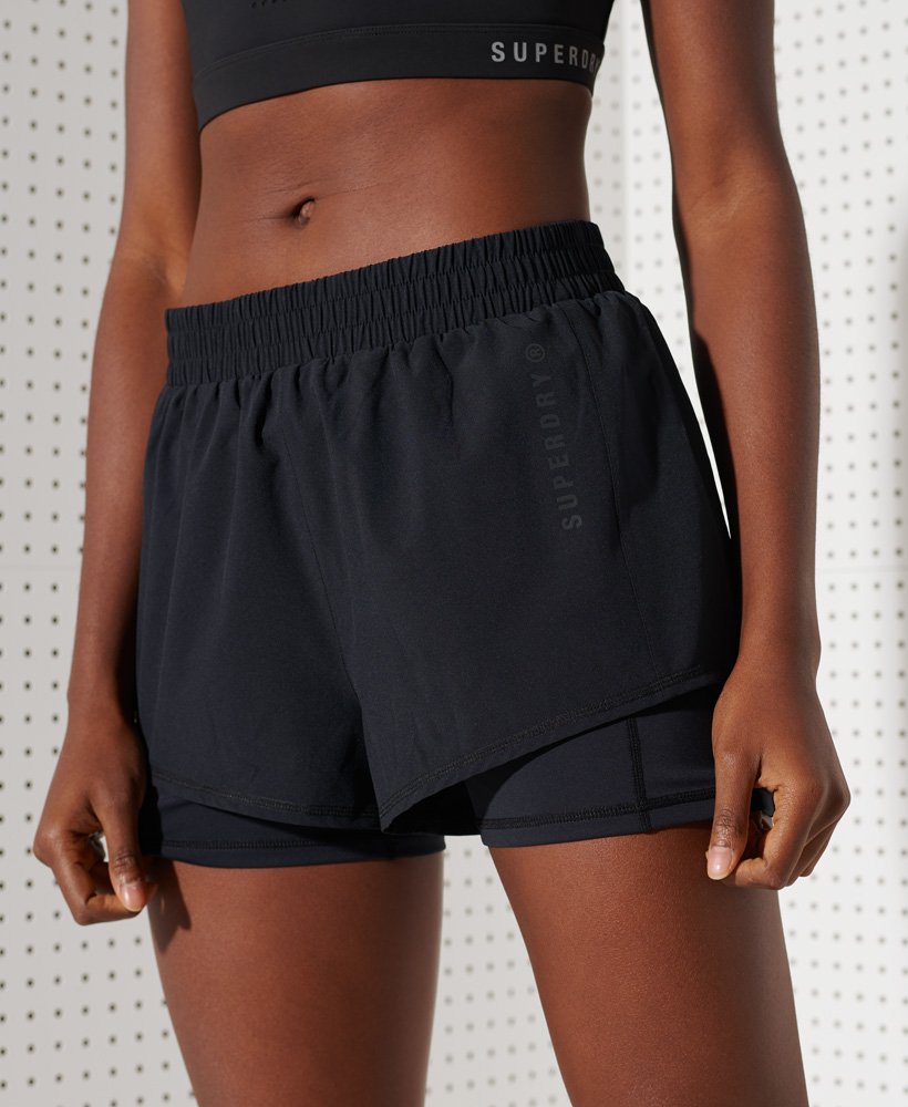 Superdry Donna Sport & Swimwear Abbigliamento sportivo Shorts sportivi Sport Pantaloncini a doppio strato Run 